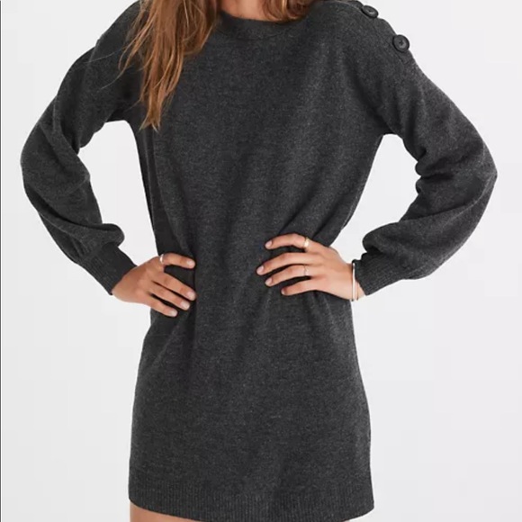 Boatneck Button-Shoulder Sweater-Dress Madewell - Picture 1 of 9